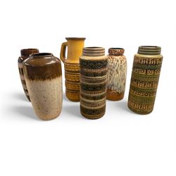 Six West German vases, tallest H46cm