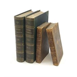 Robertson William: The History of America. A New Edition Embellished with Plates.1808. Two volumes. Full calf binding; and Shaffner Taliaferro Preston: History of the United States of America. Ndc1863. Two volumes. Illustrated. Green half leather binding (4)
