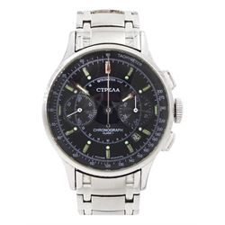 Strela Class 1 gentleman's stainless steel manual wind chronograph wristwatch, Cal. Poljot...