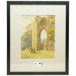 Attrib. William James Boddy (British 1831-1911): St Mary's Abbey - York, watercolour unsigned 29cm x 22cm; Circle of Myles Birkett Foster RWS (British 1825-1899): Cattle Watering at River, watercolour signed with monogram 22cm x 29cm(2)