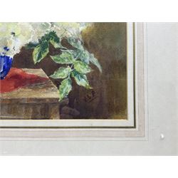 Victoria Louise French (British 20th Century): 'Elderflower in Vase', watercolour signed, titled and dated 1972 verso 28cm x 38cm; Judy Smith (British 20th Century): Poppies Blooming, watercolour signed 39cm x 29cm
