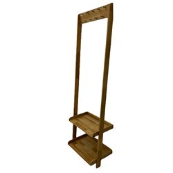 Futon Company - hallstand fitted with hooks and two shelves (W55cm, H181cm, D47cm), and a wall mirror with shelf and hooks (30cm x 40cm)