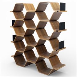 Made.com - Luka Stepan (1980-) 'Polygon' shelving unit, a contemporary walnut veneered room divider bookcase