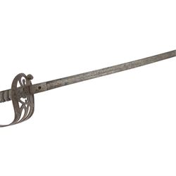 Victorian Rifle Regiment officer's sword,  1827 pattern, with 78cm steel blade, wirebound fishskin grip, overall L92cm