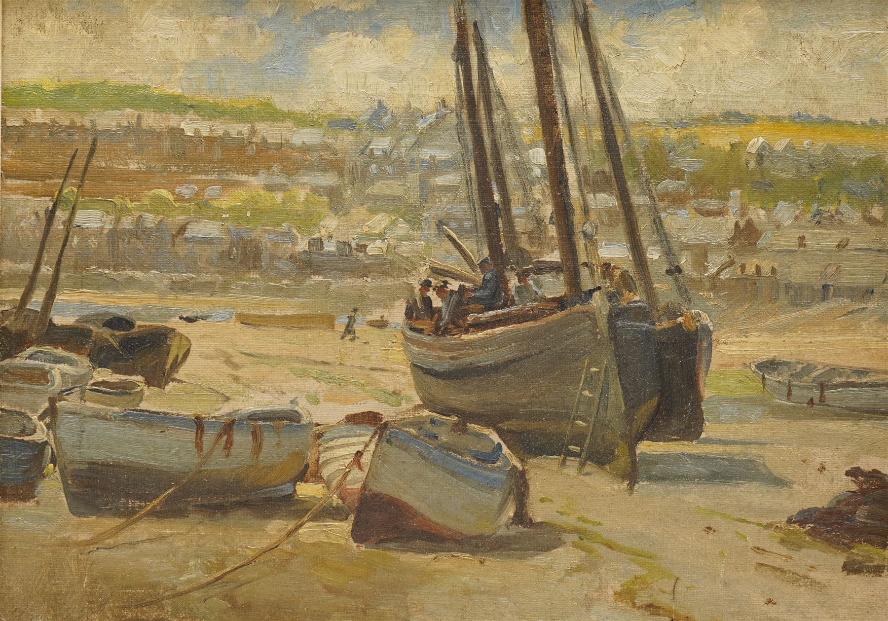 George Edmund Butler (British 1872-1936): Beached Boats at Whitby, oil on board unsigned, attributed verso 24cm x 33cm