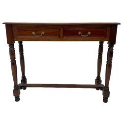 Mahogany side table, rectangular top over two drawers