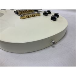 2010 Gibson Les Paul studio guitar, serial no101500537 in white finish with gold and pale green hardware, in Auden soft carry case, guitar L100cm