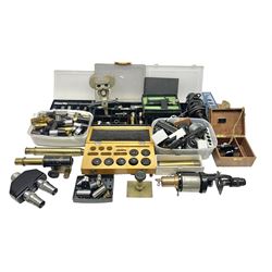 Large collection of microscope lenses, for various microscopes 