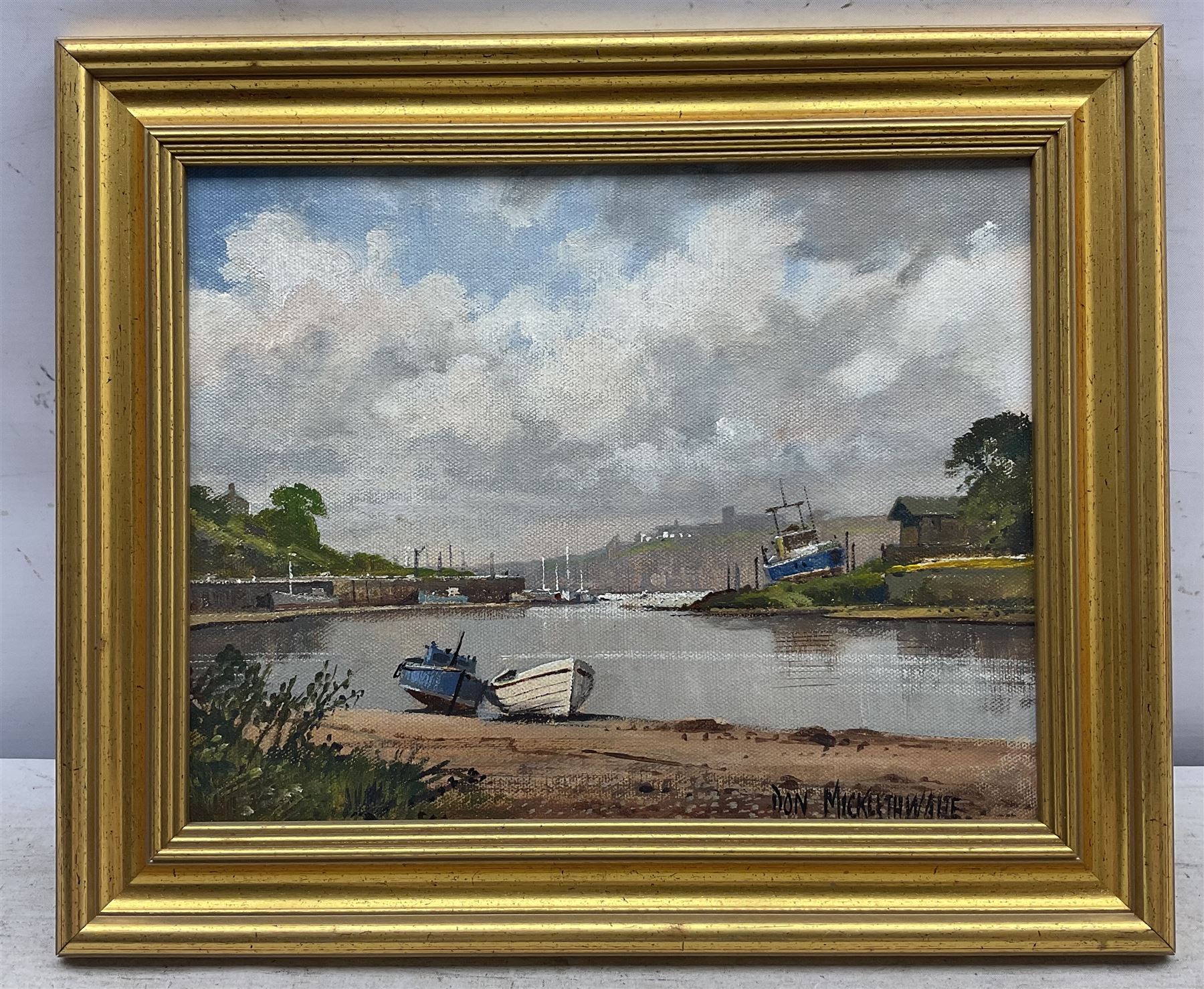 Don Micklethwaite (British 1936-): Whitby From Bog Hall, oil on canvas board signed 21cm x 27cm