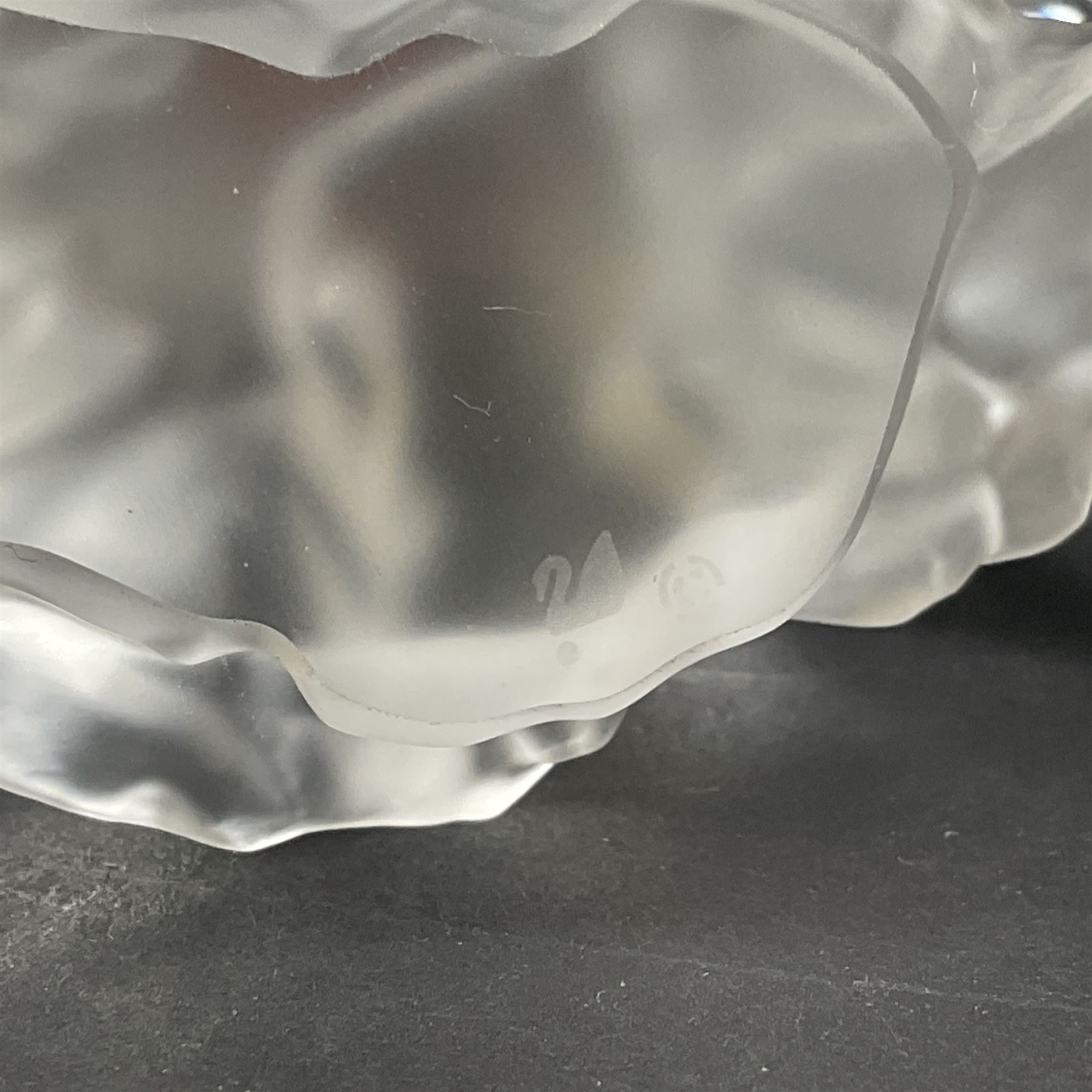 Three Swarovski Crystal bird figures, comprising Toucan, pair of puffins and pair of parrots on a branch, tallest H10cm