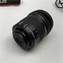 Canon EOS 700D DSLR digital camera with Canon lens 'MACRO 0.22m/0.7ft', 'Canon Zoom Lens EF-S 10-18mm 1:4.5-5.6 IS STM', with charger