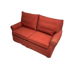 Multi-York - traditional shape two seat metal action sofa bed, upholstered in red patterned fabric