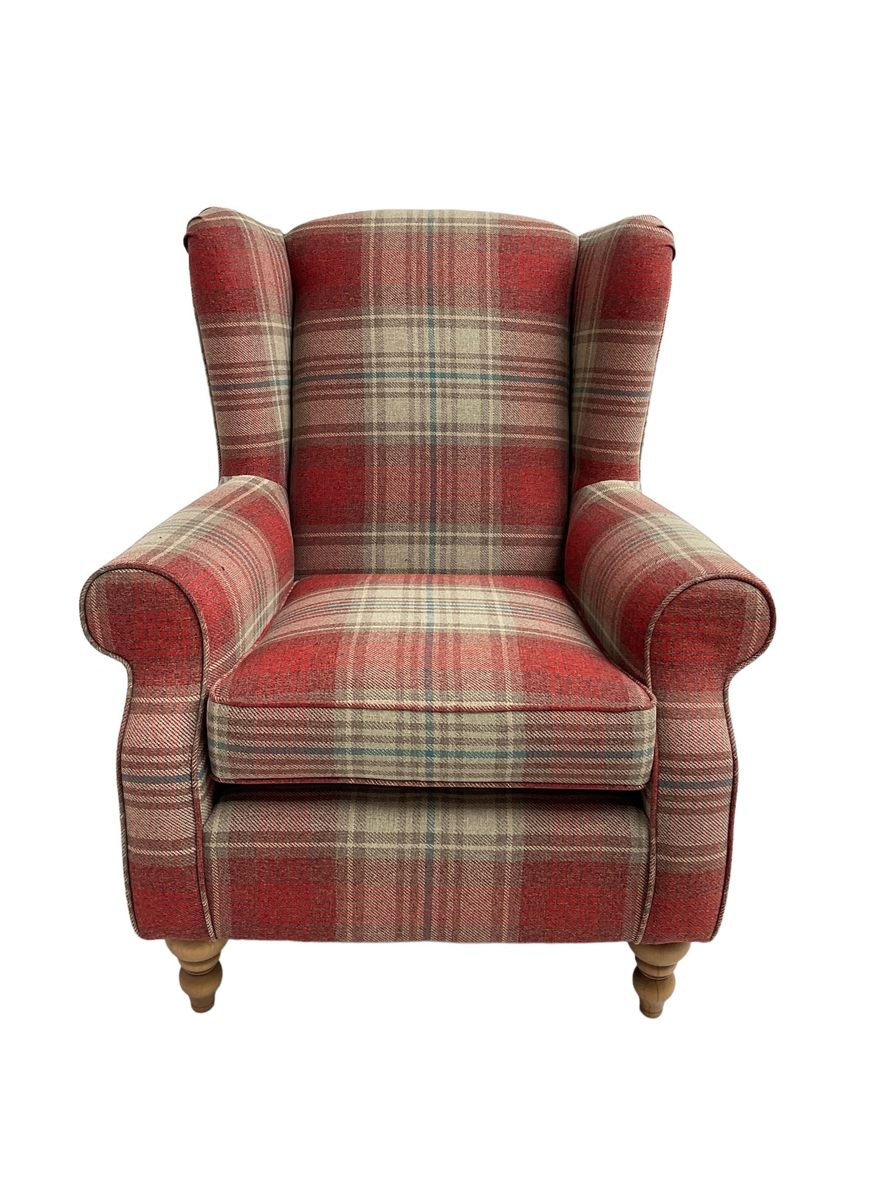 Next Home - wingback armchair, upholstered in checkered fabric 