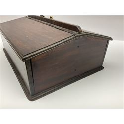 Mahogany candle box with sloped top and two lidded compartments  