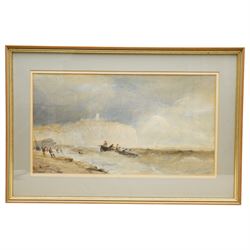 Edward (Arden) Tucker Jnr (British 1847-1910): Scarborough Castle from Cornelian Bay, watercolour signed 30cm x 54cm