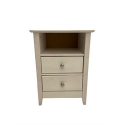 White painted wardrobe (W87cm, H187cm, D53cm), and two bedside stands (W47cm, D38cm, H64cm)