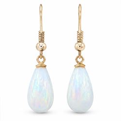 Pair of 9ct gold opal pendant earrings, stamped 375