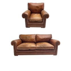 Large two seat sofa upholstered in tan '
