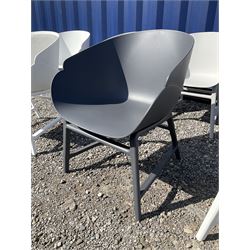 Set of eight Nordic design modern plastic and fabric tub chairs in dark grey, light grey and white - THIS LOT IS TO BE COLLECTED BY APPOINTMENT FROM DUGGLEBY STORAGE, GREAT HILL, EASTFIELD, SCARBOROUGH, YO11 3TX