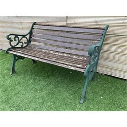 Cast metal and wood slatted garden bench - THIS LOT IS TO BE COLLECTED BY APPOINTMENT FROM DUGGLEBY STORAGE, GREAT HILL, EASTFIELD, SCARBOROUGH, YO11 3TX