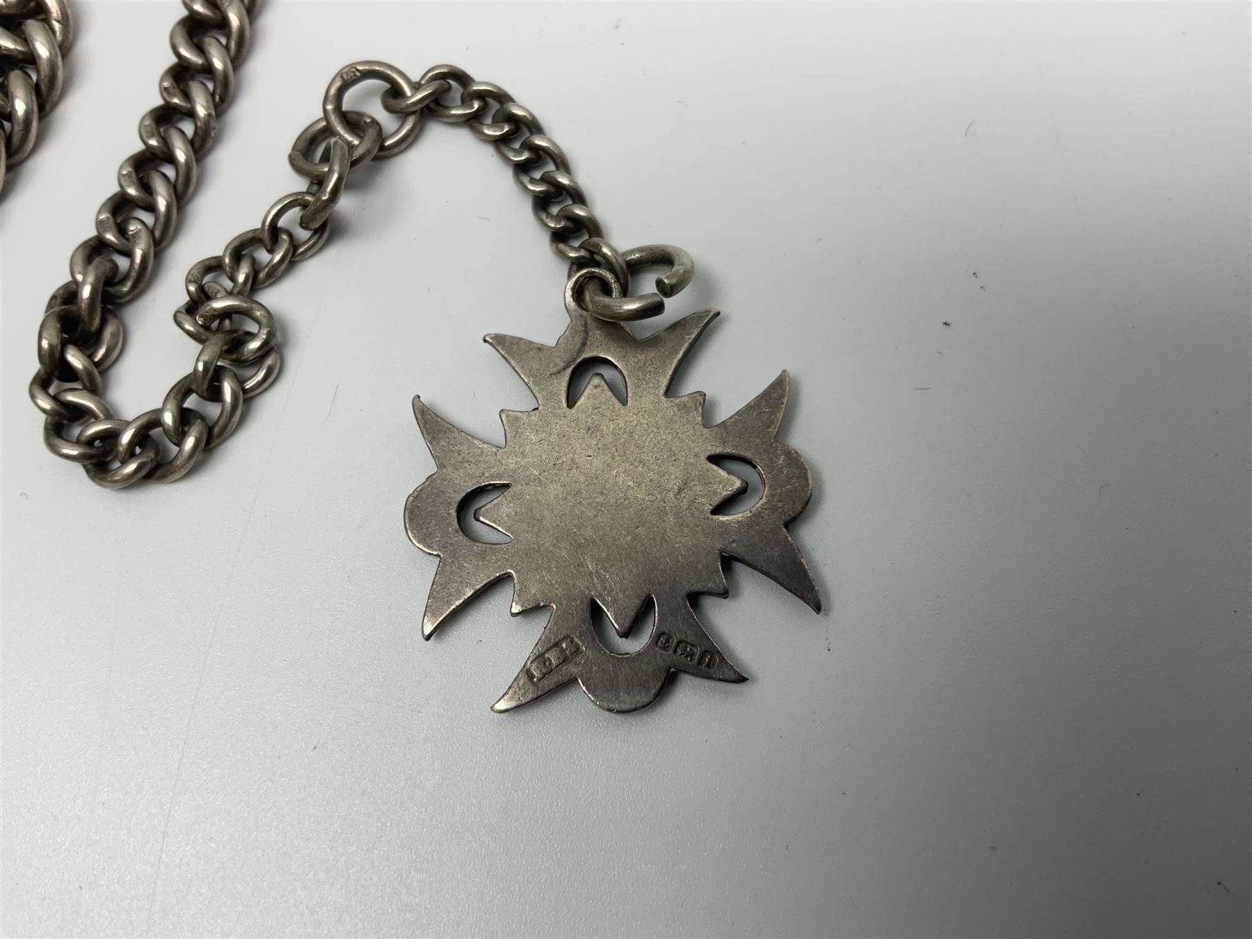 Edwardian silver open face lever pocket watch, case by Alfred Wigley, Birmingham 1901, on silver tapering Albert chain, 14ct gold ladies manual wind wristwatch, two pairs of silver sugar tongs by Francis Higgins II, London 1880, silver charm and a 9ct gold cameo