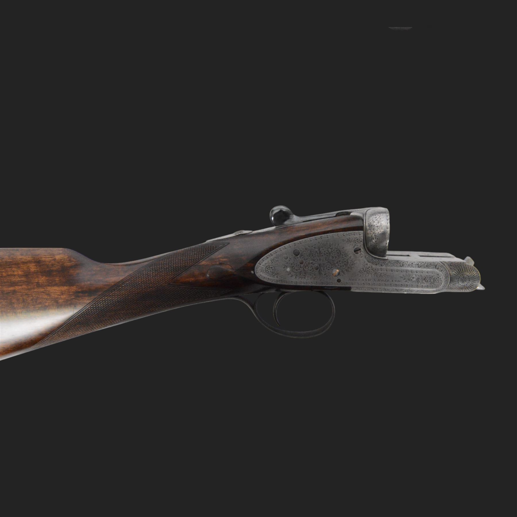 Holland and Holland 12 bore single trigger sidelock ejector, side by side double barrel shotgun with 76cm (30