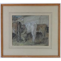 Henry Mansfield Childerstone (British 1873-1942): Milking Time, pastel signed 27cm x 33cm