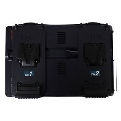 IDX Endura HL10DS 96Wh V Mount two battery set with IDX VL-2S Simultaneous V Mount charger and cable, in a custom cut Peli 1500 flight case