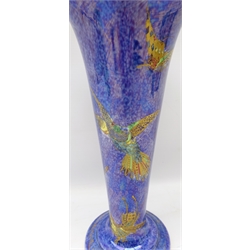  Wedgwood Fairyland Lustre trumpet shaped vase decorated with flying Hummingbirds by Daisy Makeig-Jones no. z5294, H25cm   