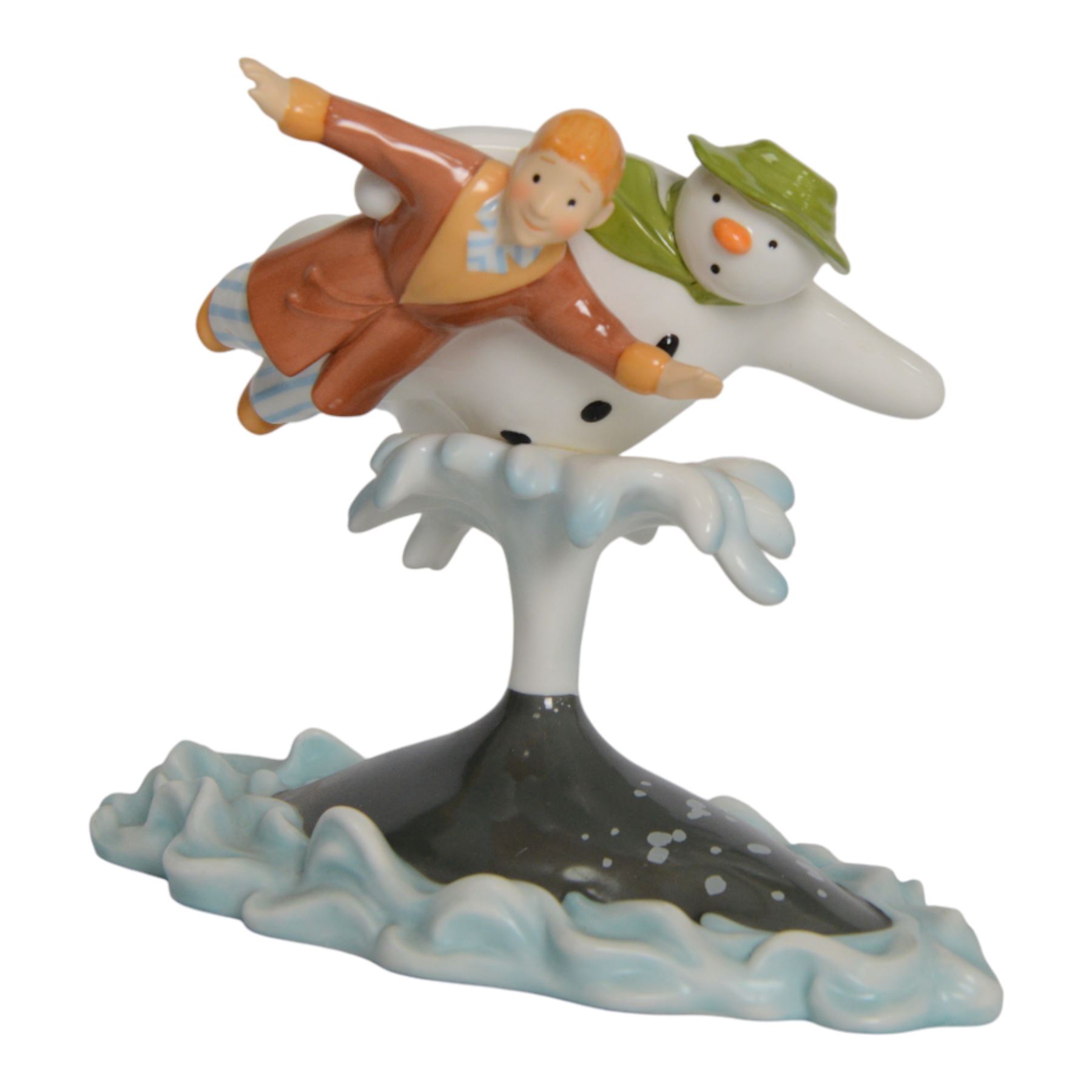 Five Coalport The Snowman figures, comprising Adding a Smile, Walking in the Air, Snowman's Surprise, The Adventure Begins and The Hug, three boxed