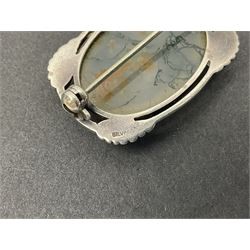 9ct gold jewellery including leaf brooch, wishbone Mizpah brooch, carnelian brooch, gold cased ladies Omega wristwatch, on leather strap and gold cased ladies Tissot wristwatch on expanding gilt strap, together with silver brooches and a Czech paste buckle, etc