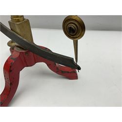 Victorian brass yarn scale by Goodbrand & Co, Manchester on cast iron tri-form base, H56cm