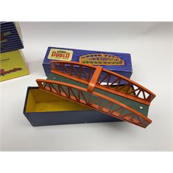 Hornby Dublo - Breakdown Crane No.4062 boxed with screw jacks; D1 Girder Bridge, boxed; and T.P.O. Mail Van Set, boxed with instructions, mail bags, switch and tested tag (3)