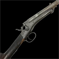 19th century needle-fire rifle, approximately .400 calibre, the 59cm flat-topped round to octagonal barrel marked Jas. Beattie 205 Regent Street London; engraved action and walnut stock with chequered fore-end L102cm overall