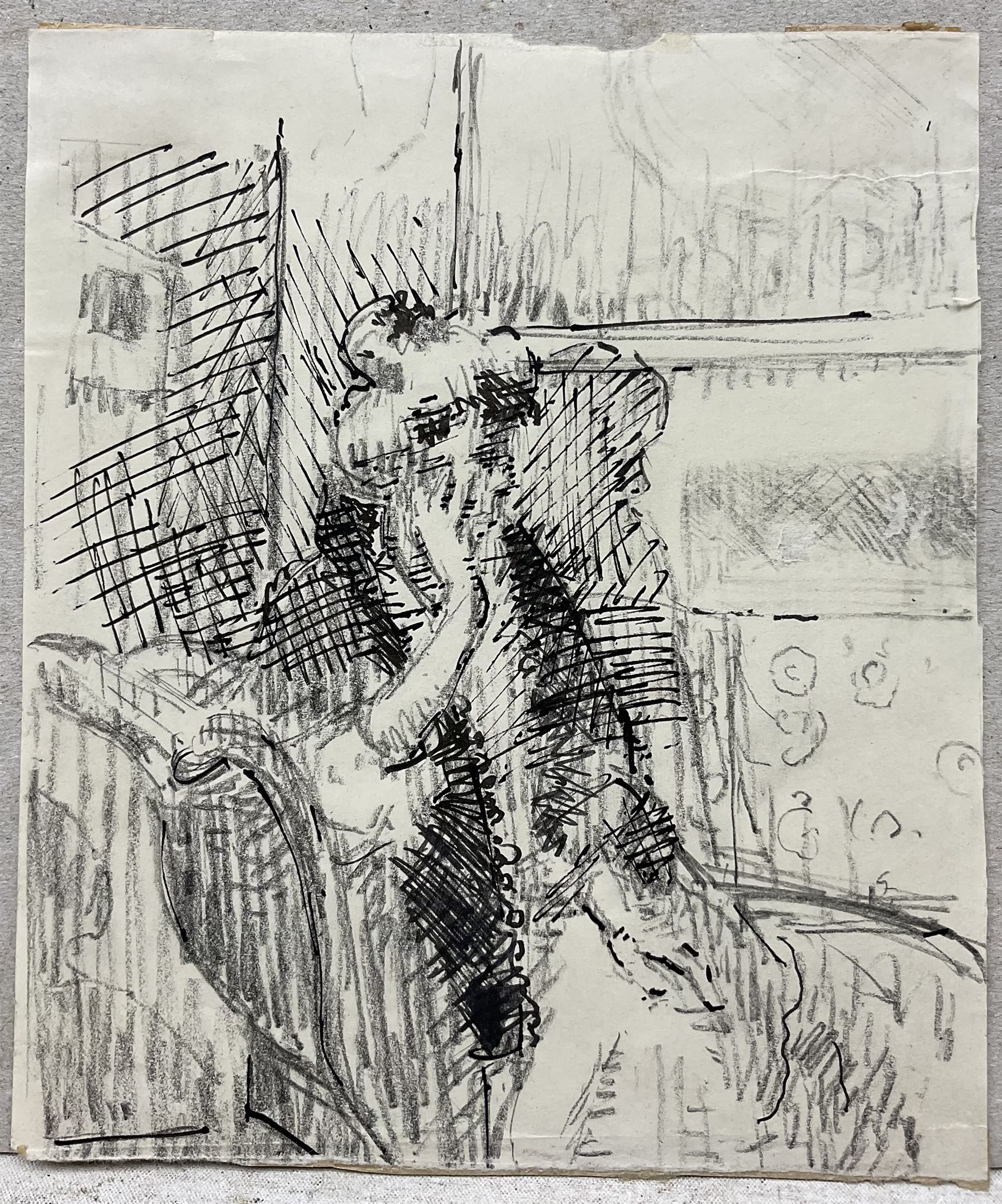 Attrib. Walter Richard Sickert RA RBA (British 1860-1942): La Giuseppina, pen ink and black chalk unsigned 16.5cm x 14cm (unframed) 
Notes: for a similar drawing, c.f. 'Chicken - Girl at a Piano', ('Sickert', Wendy Baron, London: Phaidon, 1973, p.367), sold Dreweatts 19th October 2022 Lot 32.