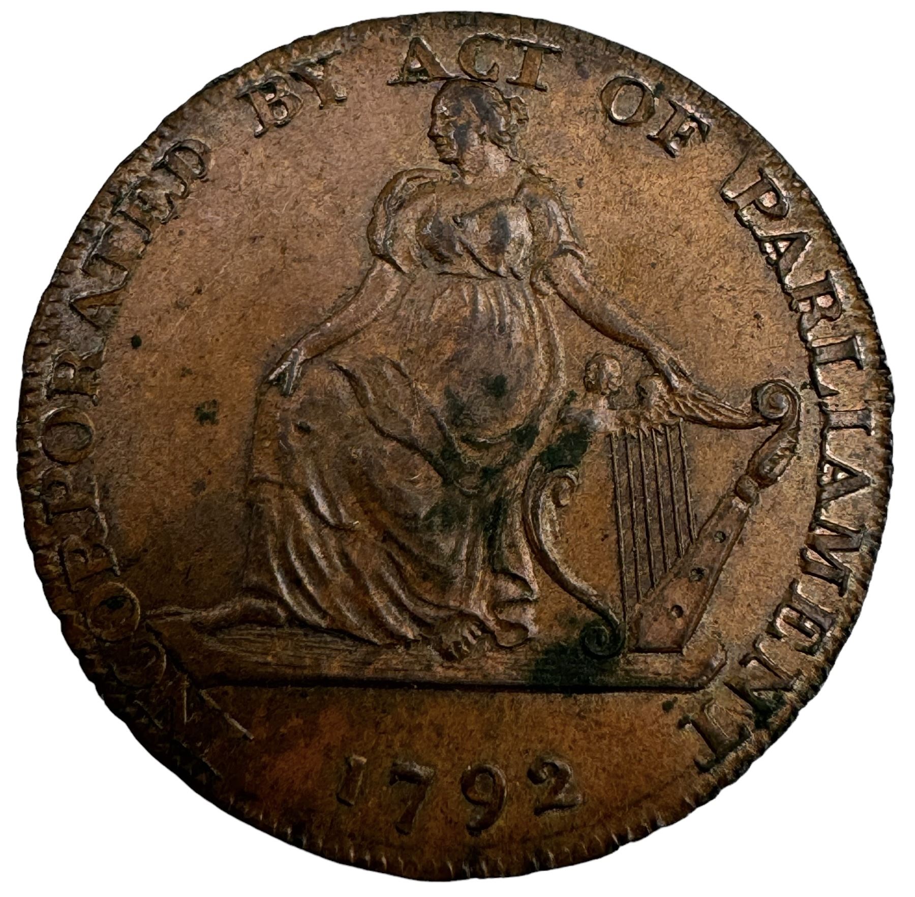 Camac Kyan and Camac Irish 1792 halfpenny token 