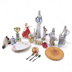 Royal Doulton figure, Christine HN4307, together with Beswick cat and other collectables  