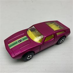 Matchbox 1-75 Series 'Superfast' ex-shop stock - eight models comprising 22d Freeman Intercity Commuter, 23e Volkswagen Camper, 29d Racing Mini, 30d Beach Buggy, 32d Maserati Bora, 34d Formula 1 Racing Car, 36d Hot Rod Draguar and 40d Vauxhall Gildsman 1; all boxed; and an unboxed 31d Volksdragon (9)