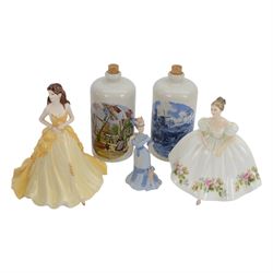Royal Worcester figure Jill, together with Coalport Golden Anniversary, eight other figures, Aynsley orchard gold items and other collectables 