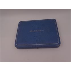 Set of six 1930s silver 'British Hallmarks' spoons by Roberts & Belk Ltd, each depicting a different British hallmark, dated 1935, in fitted case