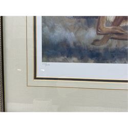 Robert E Fuller (British 1972-): 'Hares on the Run', limited edition print signed titled and numbered 250/550, 34.5cm x 93cm 