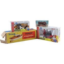 Two Joal Compact diecast forklift and tractor, together with a Triang Derwent electric 14