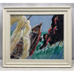 Paul W Ozere (Cornish 20th century): In Winter, Beach Figures, Ship Wreck, The Cliffs, The Dancer, Lovers at Moonlight and Her Yellow Dress, set of seven oils on canvas and board signed max 39cm x 50cm (7)