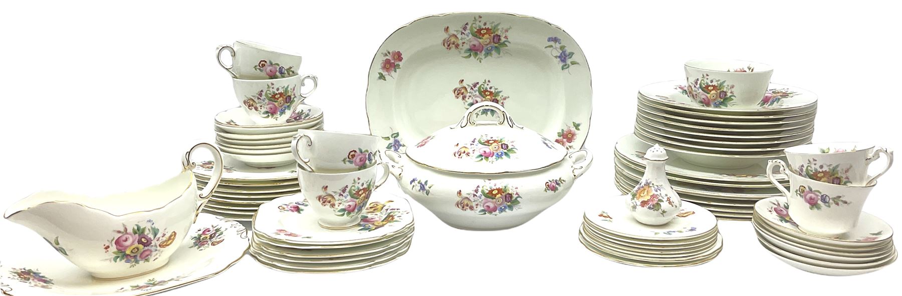 Coalport pattern tea and dinner wares, to include side plates, plates, bowls, tea