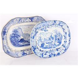 Pountney & Allies Bristol Views Series 'River Avon' meat plate together with Don Pottery meat platter 'Port of Alicata 