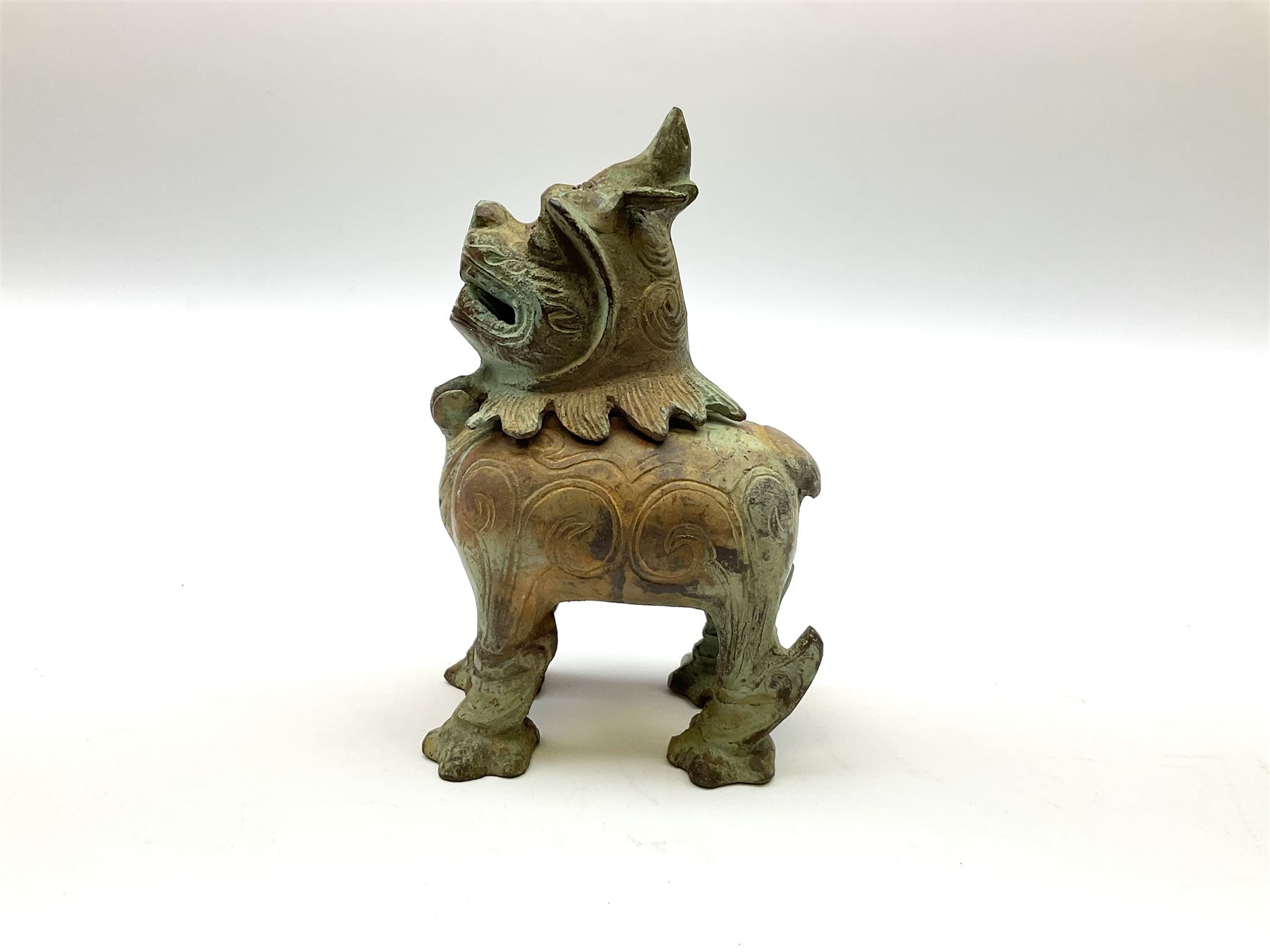Brass incense burner modelled as a dog of foo, with hinged head, H16cm Decorative Antiques