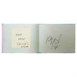Two autograph books including sporting, entertainment and other autographs including Ricky Tomlinson, Steve Cram, Terence Stamp, members of Groove Armada, Geoffrey Boycott, JLS, Jimmy Carr etc over 120 signatures collected by G4 Security at Jersey Airport 2010-2012 and four menus with signatures of Harold Wilson, Jim Callaghan and other Labour Party politicians etc