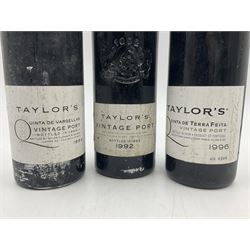 Taylors, 1984, 1992 and 1996, vintage port, 75cl, 20.5% vol (3)