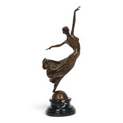 After Yvette - bronze figure modelled as a dancing ballerina, H34cm