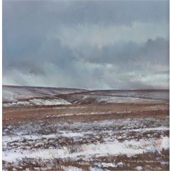 Tom Harland (Yorkshire 1945-2012): 'Snow Flurries', oil pastel on board signed, titled ver...